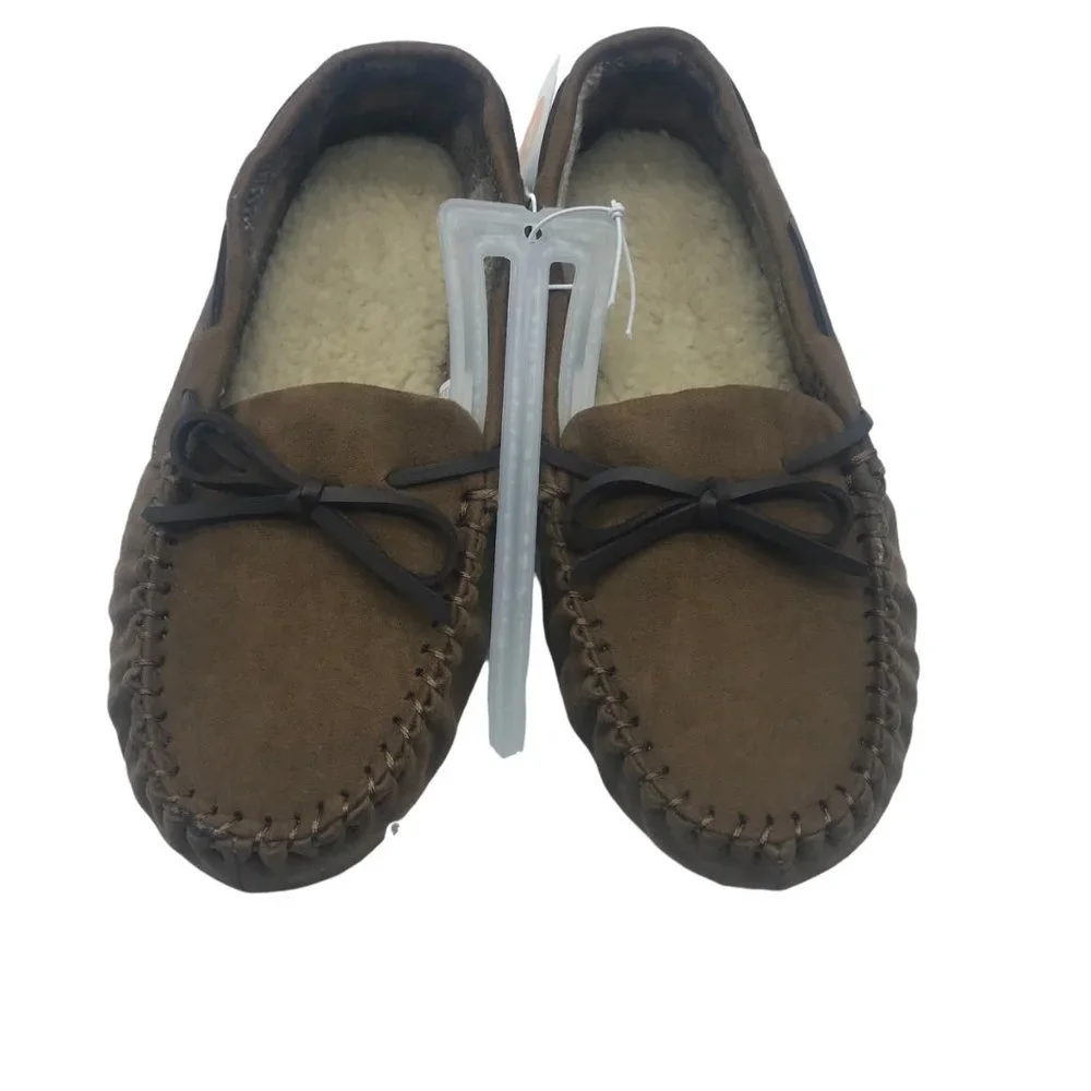 NEW Cat & Jack Kid Unisex Dark Chestnut Faux Fur Lining‎ Moccasins Loafer Size 1